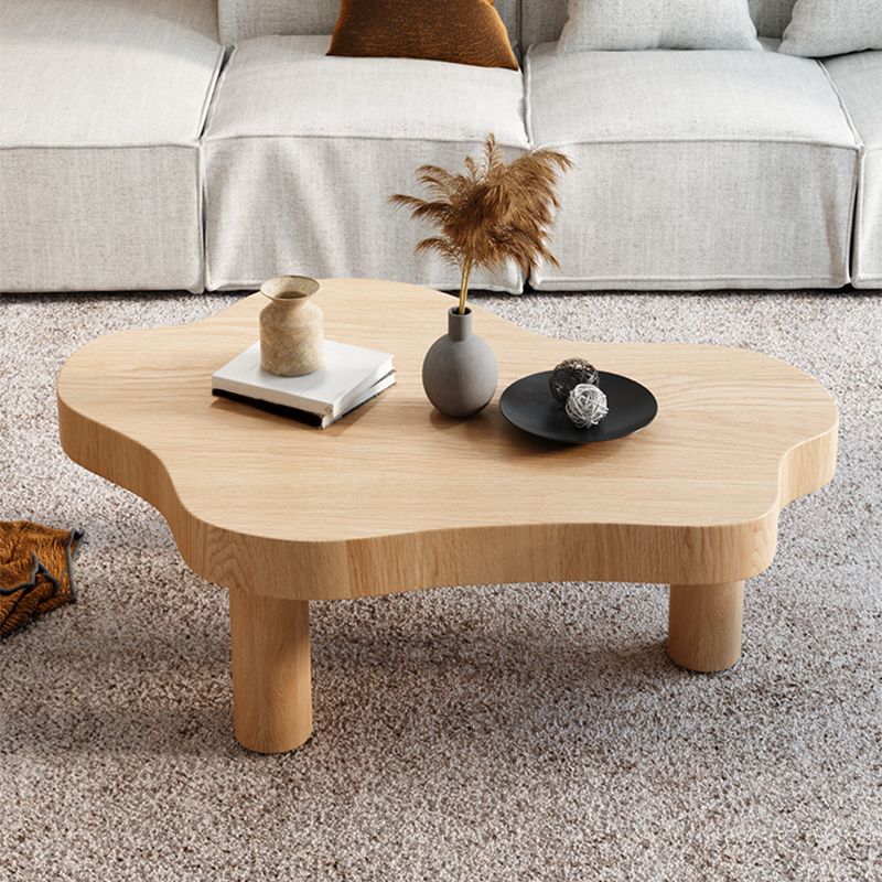 Nordic Geometric Wooden Coffee Table 3 Legs Cocktail Table - 15.75" H