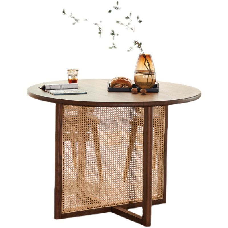 Solid Wood Dining Set 1/2/5 Pcs Round Rattan Dining Table and Chairs Clearhalo 'Dining Room Sets' 'Dining Tables & Seating' 'dining_room_set' 'furn' 'furn_dining_room_set' 'Furniture' 'Kitchen & Dining Furniture' 1200x1200_dc15bbc5-0772-446e-a087-b66c77d8245c