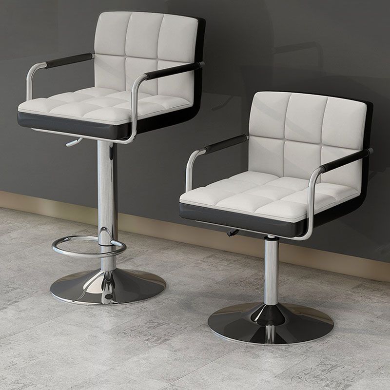 Scandinavian Adjustable Height Swivel Counter Stools Metal Upholstered Bar Stools Clearhalo 'Bar Furniture' 'Bar Stools' 'bar_stools' 'furn' 'furn_bar_stools' 'furniture_bar_stools' 'Kitchen & Dining Furniture' 'kitchen&dining_furn' 'kitchen' 'kitchen_furn' Furniture' 1200x1200_dc16aafc-96aa-4c71-937e-61bee637fc2a