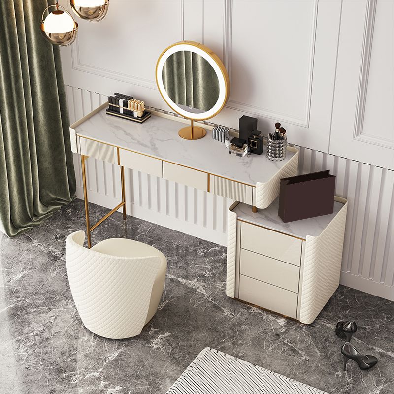 5-Drawer Vanity Makeup Table Set Metal Dressing Table with Padded Stool Clearhalo 'Bedroom Furniture' 'furn' 'furn_makeup_vanities' 'Furniture' 'Makeup Vanities' 'makeup_vanities' 1200x1200_dc16e5da-c16e-473e-81f6-ef3d27ed2b42