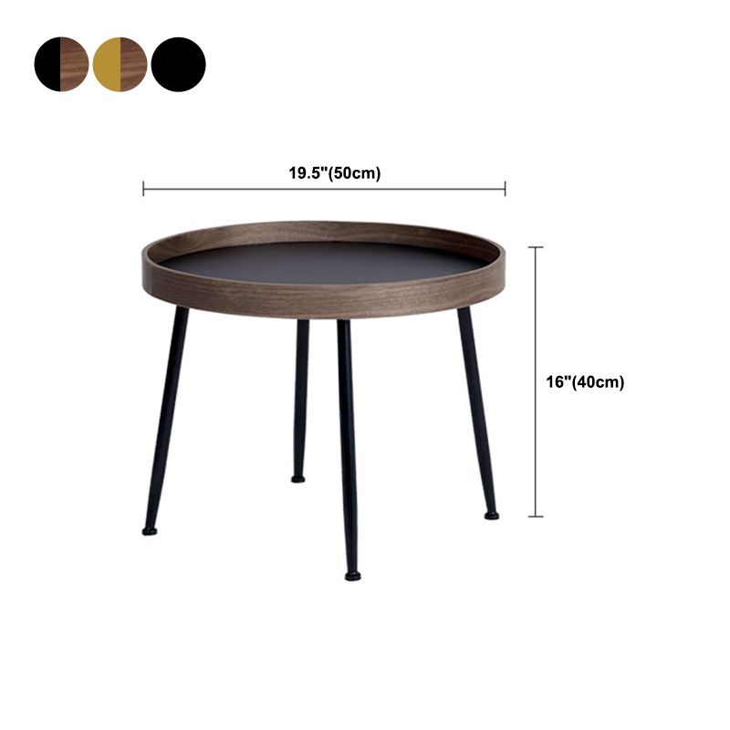 15.7"H Modern 4 Legs Metal Round Brown/Black Wood Top Coffee Table/Nesting Tables Clearhalo 'Coffee & Accent Tables' 'Coffee Tables' 'coffee_tables' 'Furniture' 'furniture_coffee_tables' 'Living Room Furniture' 1200x1200_dc16efe8-cac5-4cf4-935f-8932c7eda6f2