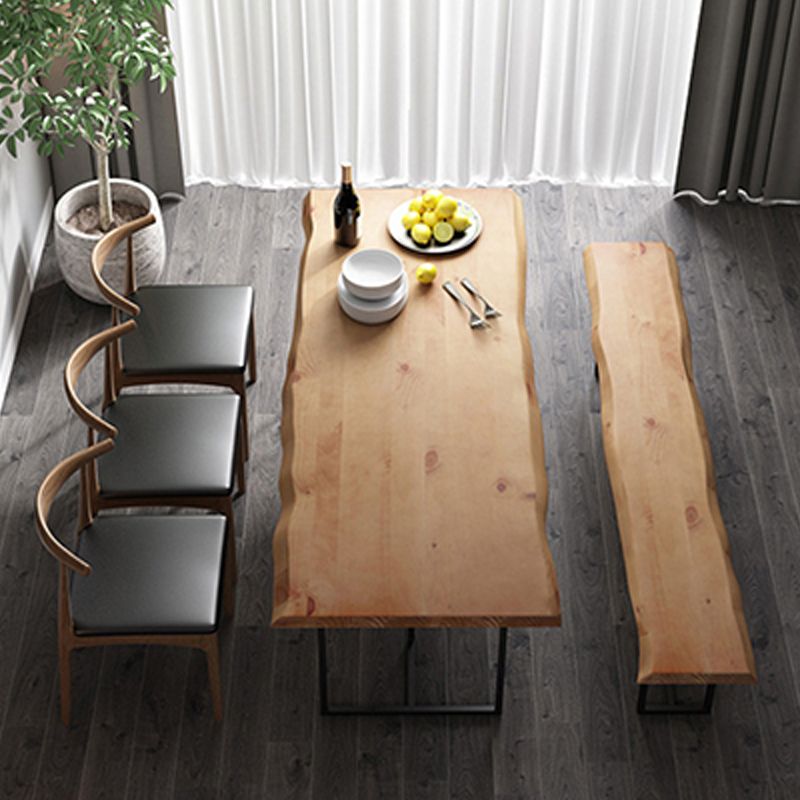 Modern Double Pedestal Dining Table Wood Table for Living Room