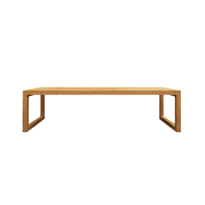 Natural Dining Table with Sled Base Rectangle Modern Solid Wood Dining Site Table