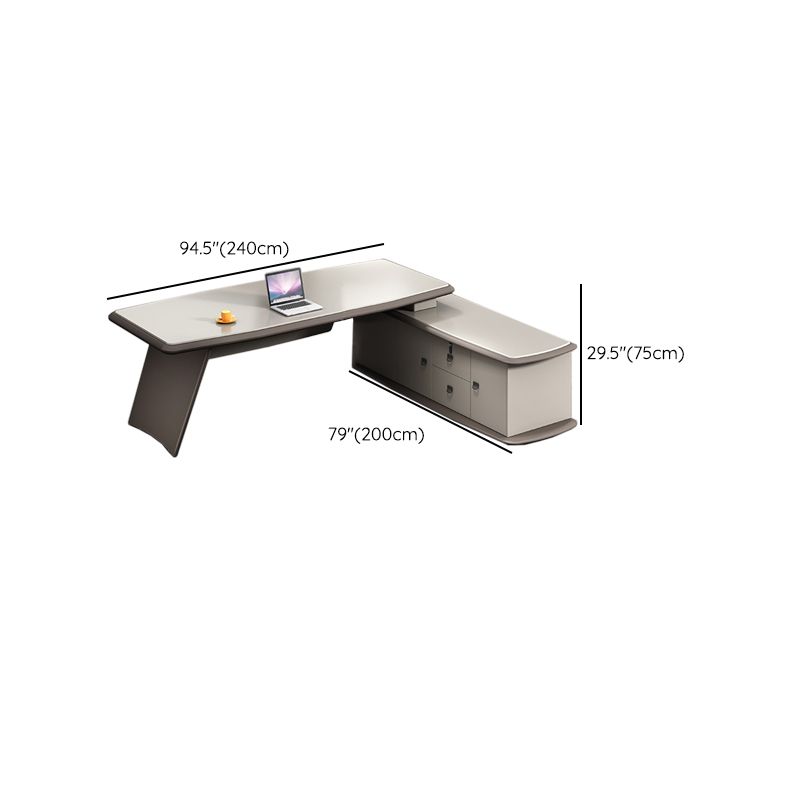 Scrivania per ufficio contemporanea scrivania esecutiva a forma di legno artificiale con 2 cassetti