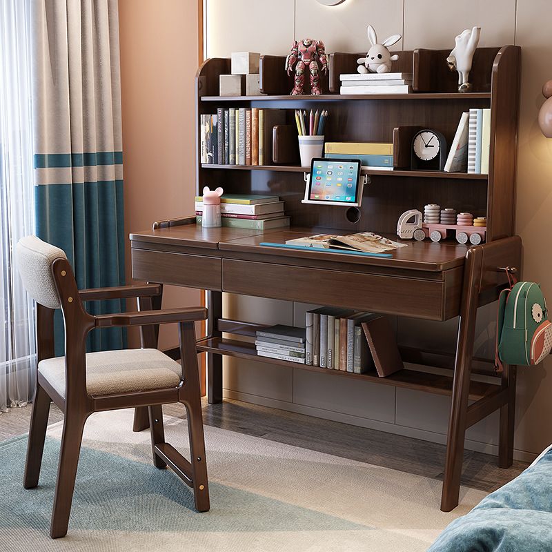 Rectangular Office Desk Adjustable Solid Wood Writing Desk in Matte Finish Clearhalo 'furn' 'furn_office_desk' 'Furniture' 'Office Desks' 'Office Furniture' 'office_desk' 1200x1200_dc1941df-35b6-41d7-bb29-120517571e1b