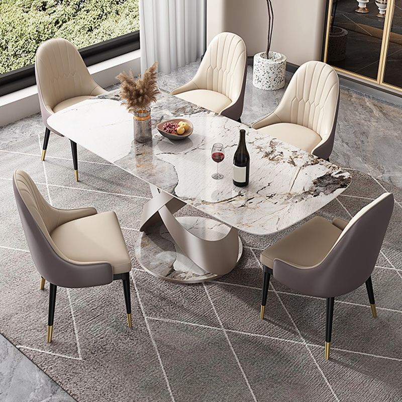 Modern Style Dining Rectangle Table Sintered Stone Table with Metal Legs for Home Clearhalo 'Dining Tables & Seating' 'Dining Tables' 'dining_table' 'furn' 'furn_dining_table' 'Furniture' 'Kitchen & Dining Furniture' 1200x1200_dc195026-3916-4c6c-ab70-7ed972d93ec1