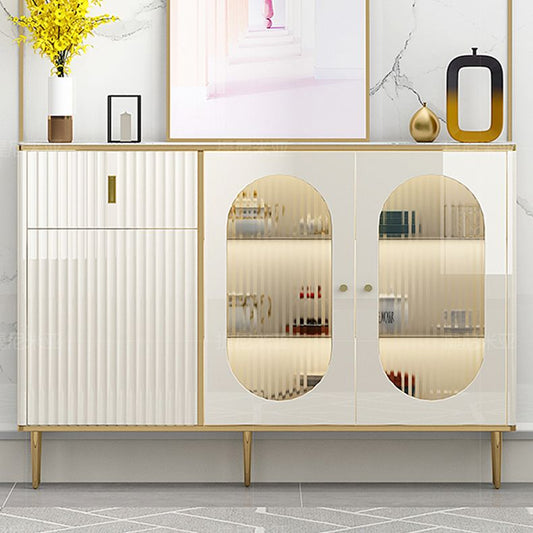 Server a buffet bianco con porte di vetro server glam per la cucina