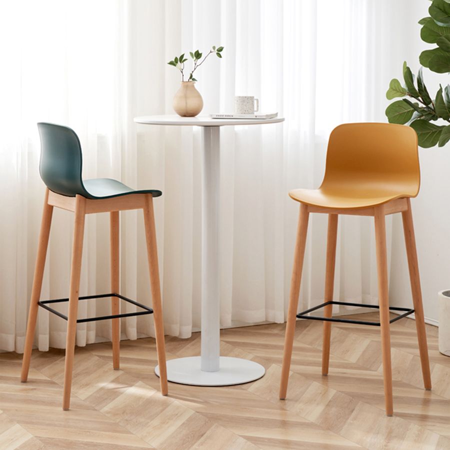 Modern Wood Barstool Simple Low Back Indoor Tall Stool with Plastic Seat Clearhalo 'Bar Furniture' 'Bar Stools' 'bar_stools' 'furn' 'furn_bar_stools' 'Furniture' 'furniture_bar_stools' 'Kitchen & Dining Furniture' 1200x1200_dc1a941a-17db-4562-bae2-363d9a030308