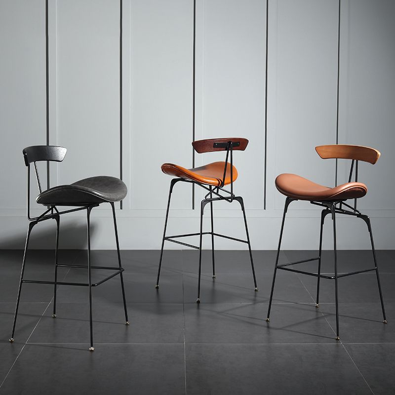 Modern Armless Backrest Counter Stool Iron Milk Tea Shop Bar Stool with Cushion and Pedal Clearhalo 'Bar Furniture' 'Bar Stools' 'bar_stools' 'furn' 'furn_bar_stools' 'furniture_bar_stools' 'Kitchen & Dining Furniture' 'kitchen&dining_furn' 'kitchen' 'kitchen_furn' Furniture' 1200x1200_dc1e5136-651d-46a0-99f0-dc3a6546cb0d
