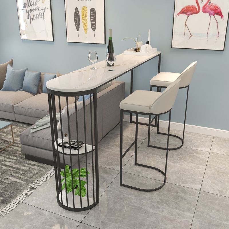 Marble Bistro Table with Specialty Table Top Double Pedestal Table - 41.3" H Clearhalo 'Bar Furniture' 'Bar Tables' 'bar_tables' 'furn' 'furn_bar_tables' 'Furniture' 'furniture_bar_tables' 'Kitchen & Dining Furniture' 1200x1200_dc1f5436-cca1-46b9-b425-f1a3cf81f134