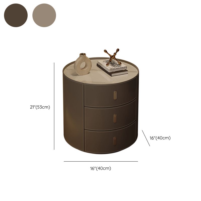 Table de chevet de table en pierre de table glamour avec 3 tiroirs