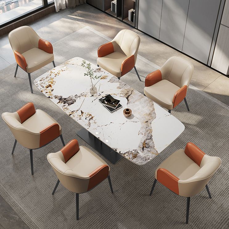 Industriële stijl armstoel faux lederen eetgelegenheid stoel voor slaapkamer