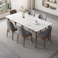 Table rectangulaire Table de salle à manger en pierre frittée moderne médiévale avec base en bois