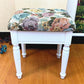 Linen French Country Ottoman Footstools Floral Printed Tear Resistant Rectangle Ottoman