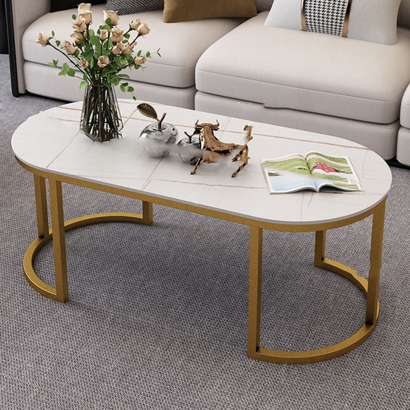 Table de cocktail ovale en pierre Glam Table de cocktail basse simple standard
