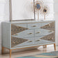 Glam Style Dining Table Wood Top Buffet Table Multi Drawer for Dinning Room