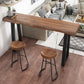 Modern Rectangle Counter Set 1/3 Pieces Solid Wood Counter Table with Backless Stools