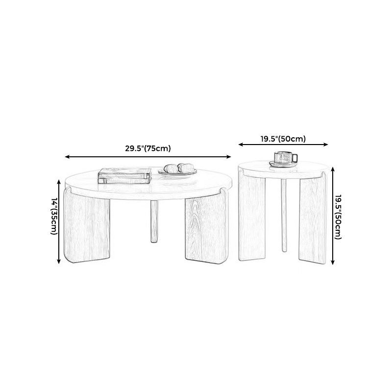 Modern White Round Coffee Table with Three Wood Legs Coffee Table Clearhalo 'Coffee & Accent Tables' 'Coffee Tables' 'coffee_tables' 'furn' 'furn_coffee_tables' 'Furniture' 'furniture_coffee_tables' 'Living Room Furniture' 1200x1200_dc29913e-3555-44e5-b0de-23a5b5c92bda