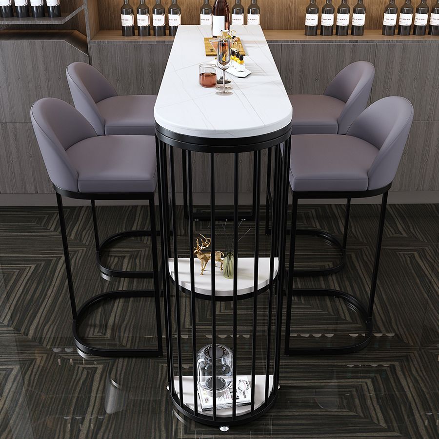 Industrial White Stone Top Counter Table 42-inch Height Table for Living Room Clearhalo 'Bar Furniture' 'Bar Tables' 'bar_tables' 'furn' 'furn_bar_tables' 'Furniture' 'furniture_bar_tables' 'Kitchen & Dining Furniture' 'kitchen&dining_furn' 'kitchen' 1200x1200_dc2c2eac-ed8c-4d8e-b527-64391954ad20