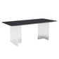 Rectangular Stone White-gray Dining Table Modern Furniture with Acrylic Double Pedestal