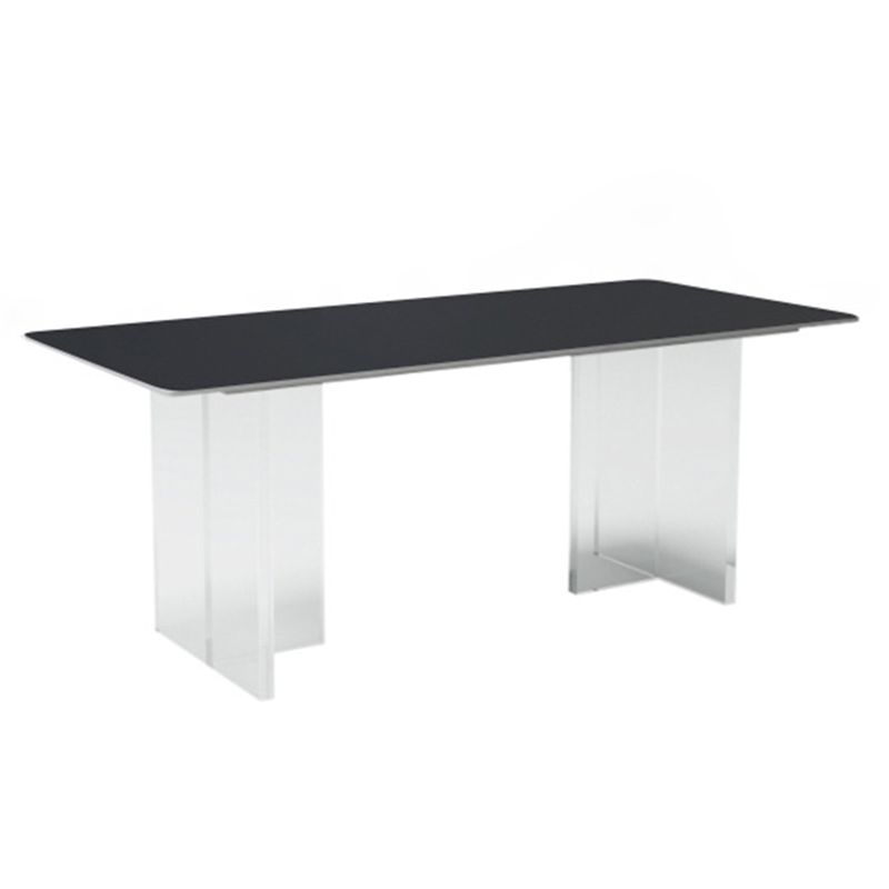 Rectangular Stone White-gray Dining Table Modern Furniture with Acrylic Double Pedestal