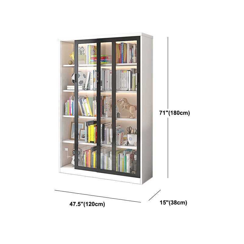 Modern Metal Storage Cabinet Glass Doors Display Cabinet with Lighting Clearhalo 'Display & China Cabinets' 'display_china_cabinets' 'furn' 'furn_display_china_cabinets' 'Furniture' 'Kitchen & Dining Furniture' 1200x1200_dc2e0fe0-2755-4b9f-be5b-f59bcb6c3d61