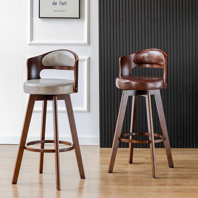 Taburete de madera contemporáneo taburete de cuero falso en acabado mate para interiores