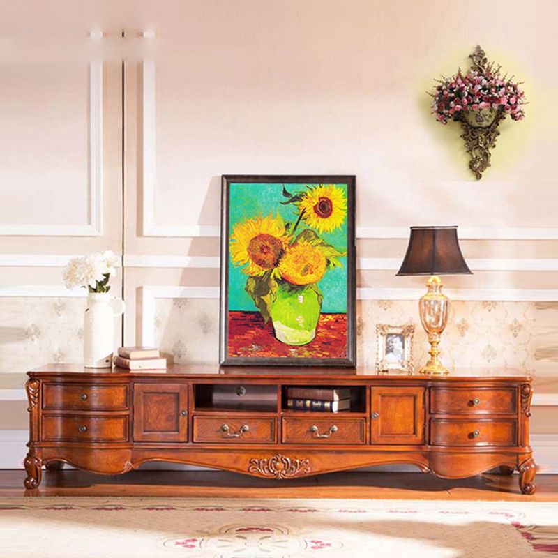 Solid Wood TV Console Traditional Enclosed TV Cabinet with Glide Drawers Clearhalo 'furn' 'furn_tv_stands_entertainment_centers' 'Furniture' 'Living Room Furniture' 'TV Stands & Entertainment Centers' 'TV Stands & Media Storage Furniture' 'tv_stands_entertainment_centers' 1200x1200_dc3002e9-be48-48d7-a079-8e263561f8e2