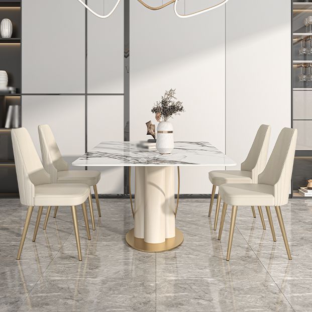 Luxury Sintered Stone Top Dining Set 1/2/5/6/7 Pieces Rectangle Kitchen Table with Chairs Clearhalo 'Dining Room Sets' 'Dining Tables & Seating' 'dining_room_set' 'furn' 'furn_dining_room_set' 'Furniture' 'furniture_dining_room_set' 'Kitchen & Dining Furniture' 1200x1200_dc305138-9c36-4b94-8b43-dae78ee1b38a