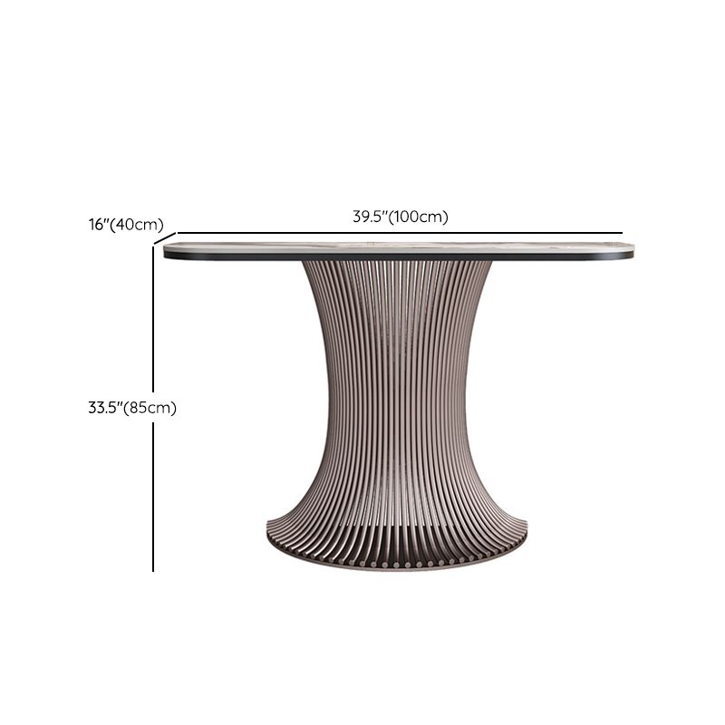 16 Inch Wide Accent Table Modern Style Stone Half Moon Console Table for Hall