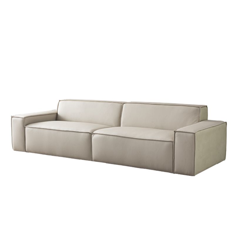 Contemporary White Cushions Square Arm Living Room Genuine Leather Seating Clearhalo 'furn' 'furn_sofas' 'Furniture' 'Living Room Furniture' 'Sofa' 'sofas' 1200x1200_dc30e41e-e9a0-4407-862b-98f11b45a953