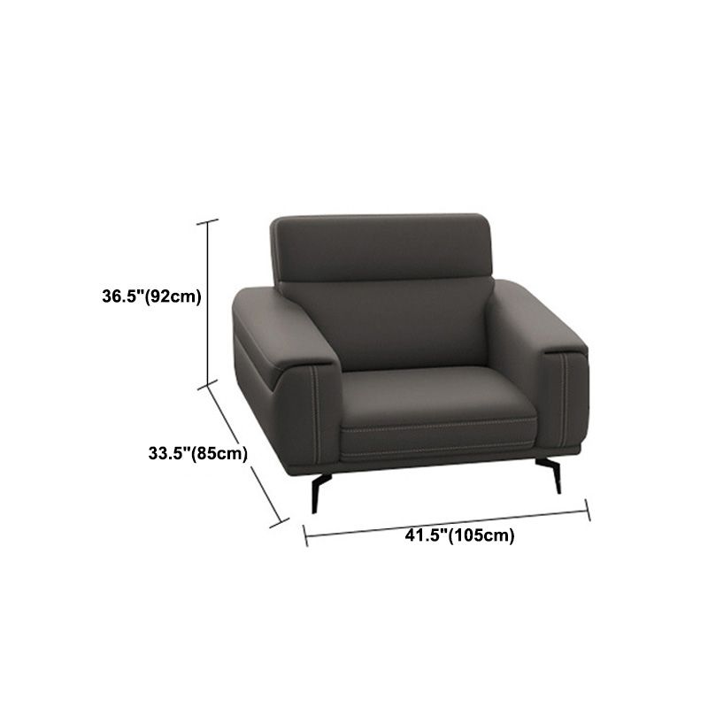 Modern Tufted Tight Back Genuine Leather Sectionals, 36" Sectional Sofa in Kingston Gray Clearhalo 'furn' 'furn_sectionals' 'Furniture' 'Living Room Furniture' 'Sectionals' 1200x1200_dc317680-cb3f-46b1-8b85-c4888796c98b