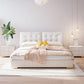 Modern & Contemporary Bed Frame Tufted Standard Bed With Custom Gold Legs