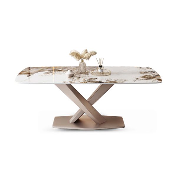 Glam Stone Rectangle Dining Table Metal Base for Dining Room Clearhalo 'Dining Tables & Seating' 'Dining Tables' 'dining_table' 'furn' 'furn_dining_table' 'Furniture' 'Kitchen & Dining Furniture' 1200x1200_dc358b67-de86-4e8a-94db-20cac63794a5