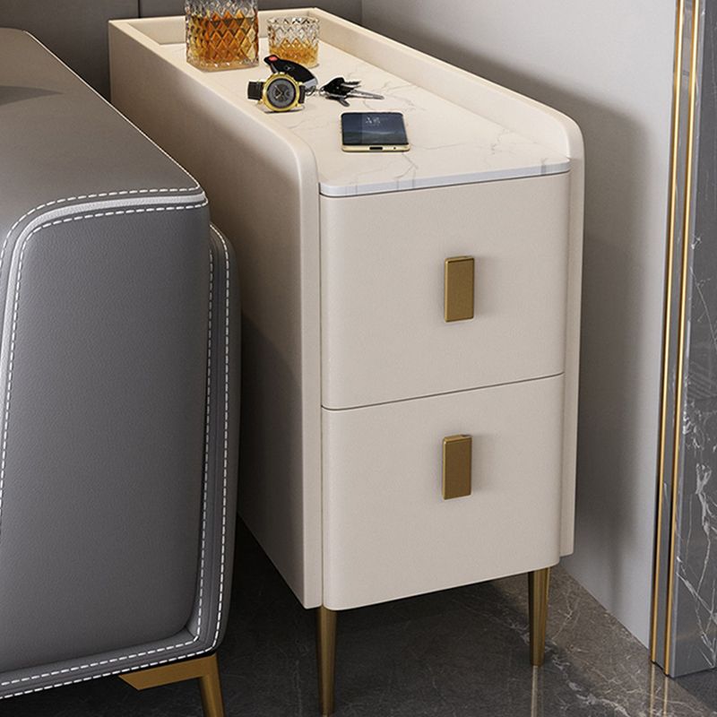 Rectangular Pine 4 Legs Side Table 11.8" Wide Two-Drawer End Table