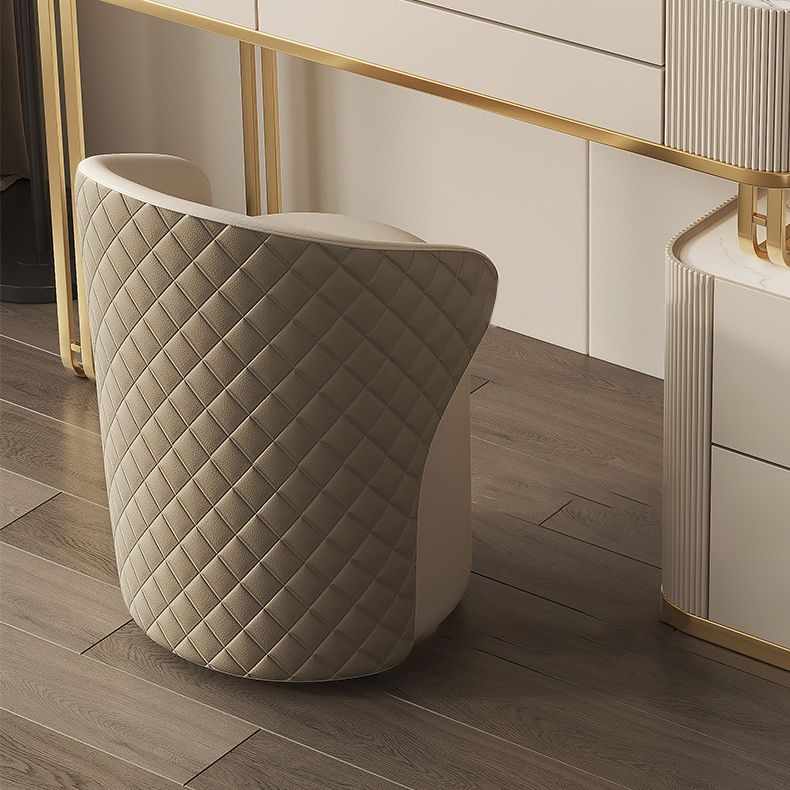 Tavolo da vanità in vetro minimalismo con specchio e sgabelli 5 cassetti beige tavolo da toeletta