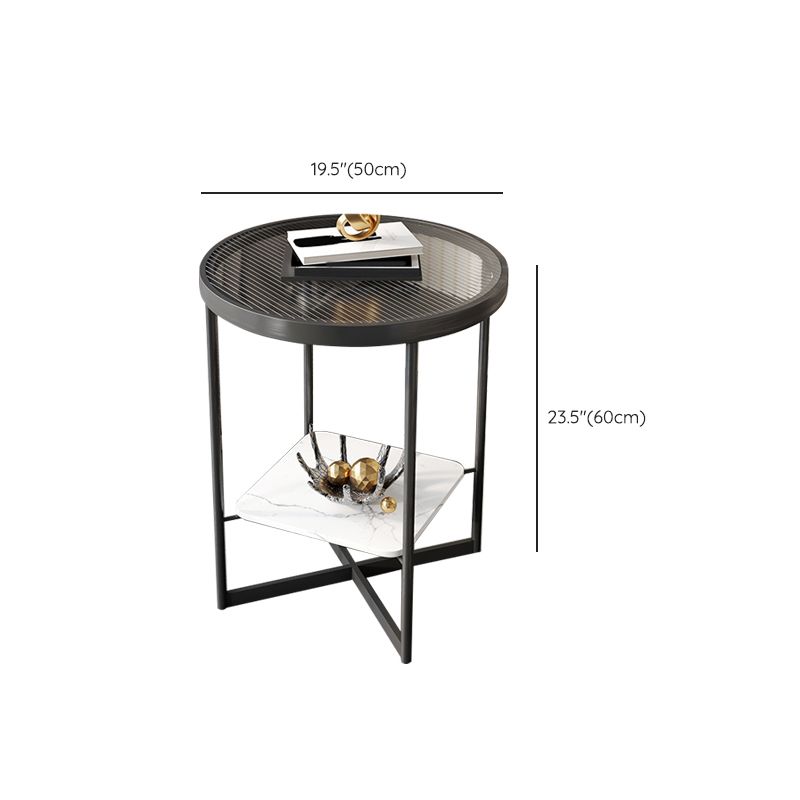 Modern Glass Round Side End Table Cross Legs Sofa Corner Table Clearhalo 'Coffee & Accent Tables' 'End & Side Tables' 'end_side_tables' 'furn' 'furn_end_side_tables' 'Furniture' 'Living Room Furniture' 1200x1200_dc3b1fc8-896e-42d4-b4a2-a5c80ce17071
