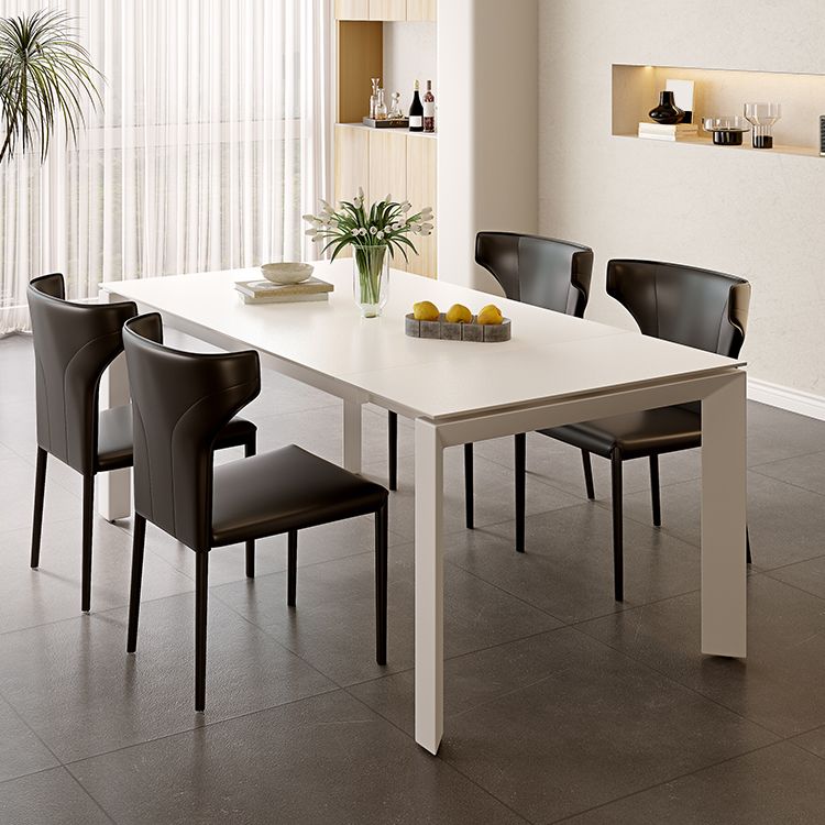 Modern Style 1/3/4/5/7 Pieces Dining Table Rectangle Stone Extendable Furniture in White Clearhalo 'Dining Room Sets' 'Dining Tables & Seating' 'dining_room_set' 'furn' 'furn_dining_room_set' 'Furniture' 'Kitchen & Dining Furniture' 1200x1200_dc3b4133-5cc1-4932-b318-018db87ea9d6