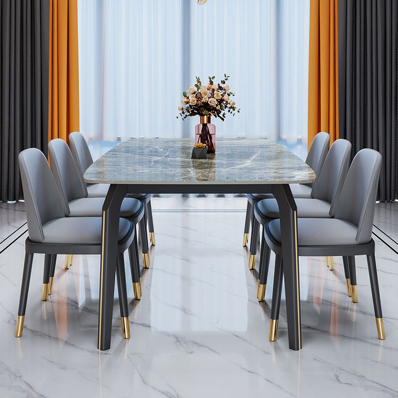 Minimalist Style Traditional Height Dining Set with Fixed Table and 4 Black Legs Base Clearhalo 'Dining Room Sets' 'Dining Tables & Seating' 'dining_room_set' 'furn' 'furn_dining_room_set' 'Furniture' 'furniture_dining_room_set' 'Kitchen & Dining Furniture' 'kitchen&dining_furn' 'kitchen' 1200x1200_dc3c73e6-6b25-40c3-9f5e-a3ad67c26cdf