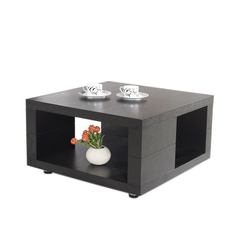 Modern Square 17.72" Tall Wood Side Table with 4 Legs and Double Tier Clearhalo 'Coffee & Accent Tables' 'End & Side Tables' 'end_side_table' 'end_side_tables' 'furn' 'furn_end_side_tables' 'Furniture' 'furniture_end_side_table' 'Living Room Furniture' 1200x1200_dc3fd887-3df8-40cf-838c-47018cdce663