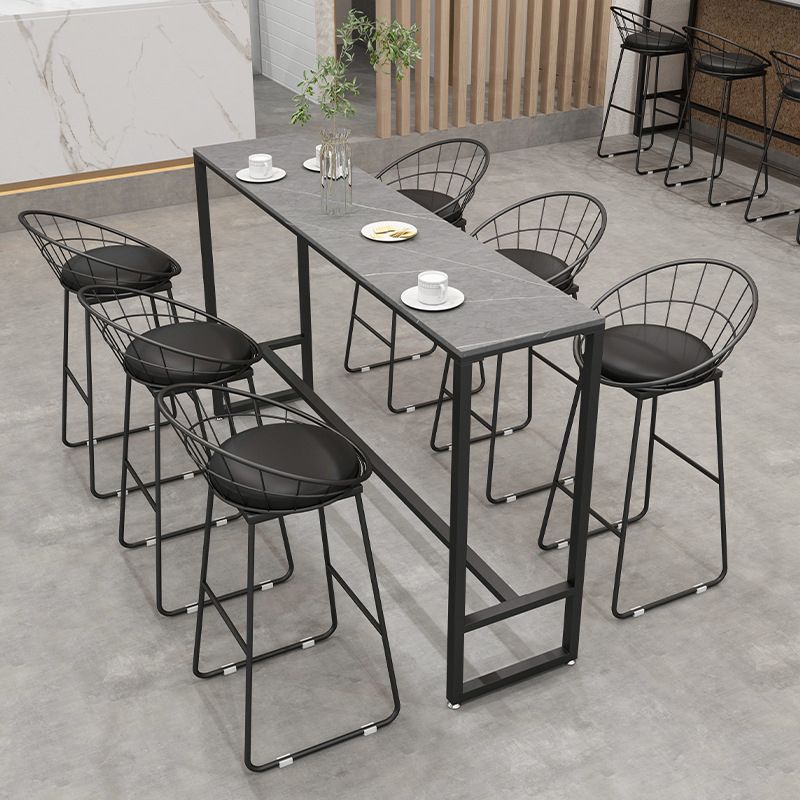 Stone Rectangle Bar Table Contemporary Bar Table with Black Base Clearhalo 'Bar Furniture' 'Bar Tables' 'bar_tables' 'furn' 'furn_bar_tables' 'Furniture' 'furniture_bar_tables' 'Kitchen & Dining Furniture' 1200x1200_dc41502d-1ba9-4eeb-a7aa-0412ed3f8640