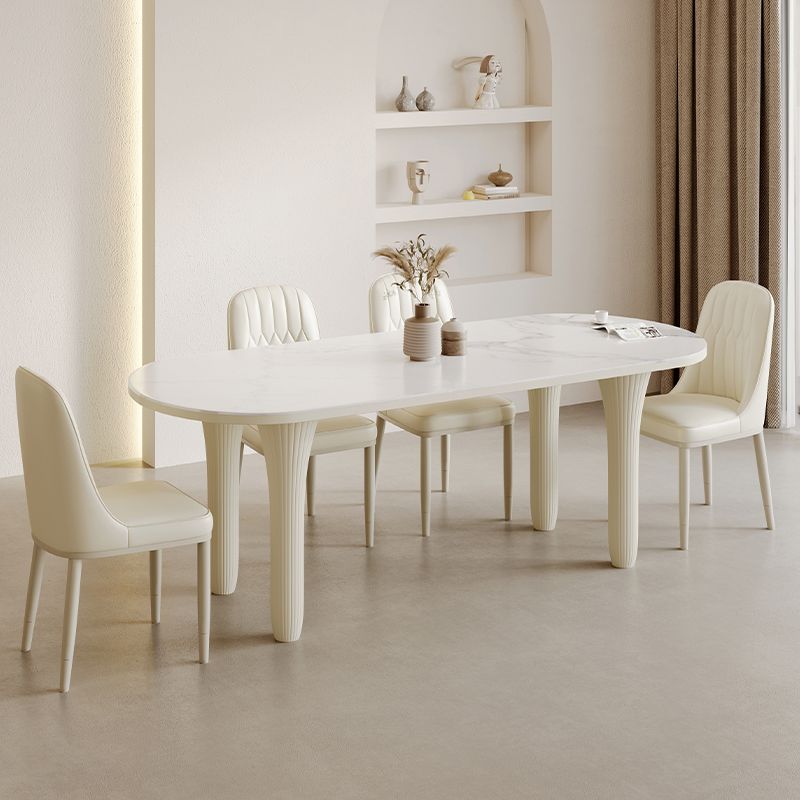 Modern Oval Stone Top Dining Table with Wood Legs for Living Room Clearhalo 'Dining Tables & Seating' 'Dining Tables' 'dining_table' 'furn' 'furn_dining_table' 'Furniture' 'Kitchen & Dining Furniture' 1200x1200_dc441b58-0efa-4ba7-86df-8dba6427ec39