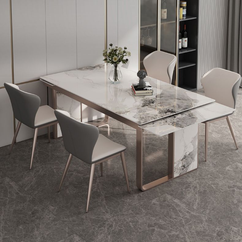 Traditional Luxury Style Dining Table Rectangle Sintered Stone Table with Double Pedestal Clearhalo ' dining_table' 'Dining Tables & Seating' 'Dining Tables' 'furn' 'furn_dining_table' 'Furniture' 'furniture_dining_table' 'Kitchen & Dining Furniture' 'kitchen&dining_furn' 'kitchen' 'kitchen_dining_table' 1200x1200_dc445239-ffd1-474c-9bfc-b2be4d8e193a
