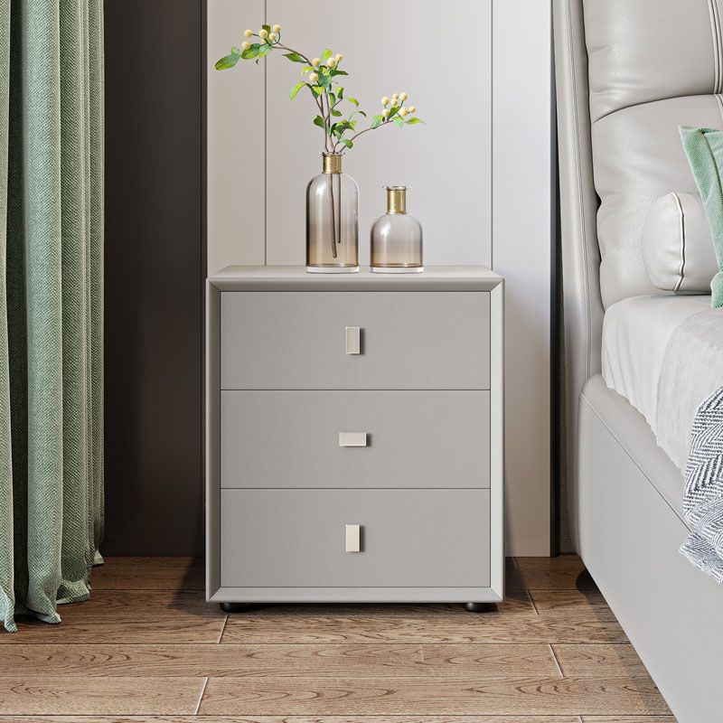 21 Zoll H-Bett Nachttisch 3-Drawer Faux Leder Massivholz Nachttisch