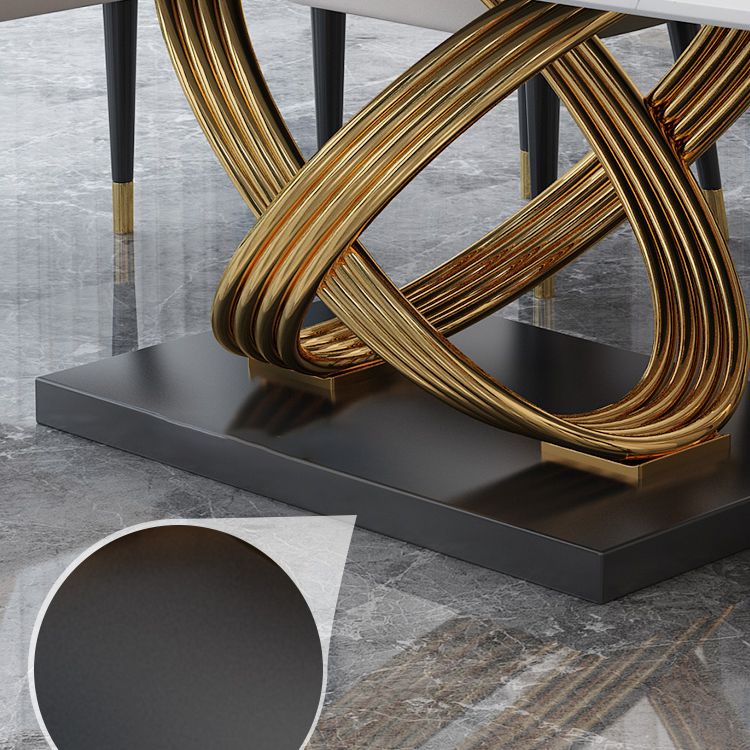 Glam Rectangle Dining Table Set 1/4/5/6/7 Pieces Dinette Set with White Stone Top Clearhalo 'Dining Room Sets' 'Dining Tables & Seating' 'dining_room_set' 'furn' 'furn_dining_room_set' 'Furniture' 'Kitchen & Dining Furniture' 1200x1200_dc45b0c9-09cd-4498-b78f-4139bb93aa31