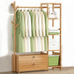 Contemporary Style Wardrobe Armoire Bamboo Armoire with Clothes Rail for Home