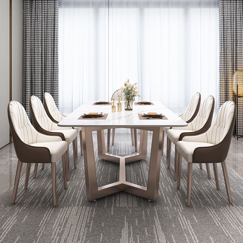 Standard Marble Top Dining Set with Metallic Legs Base for Dining Furniture Clearhalo 'Dining Room Sets' 'Dining Tables & Seating' 'dining_room_set' 'furn' 'furn_dining_room_set' 'Furniture' 'furniture_dining_room_set' 'Kitchen & Dining Furniture' 'kitchen&dining_furn' 'kitchen' 1200x1200_dc45bf3a-a3e3-4dab-b8a1-31802eb8f397