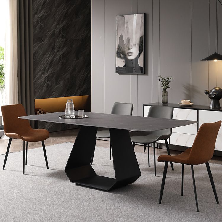 Modern 1/3/4/5/7 Pieces Grey Dining Table Set with Sintered Stone Top Steel Dinette Set Clearhalo 'Dining Room Sets' 'Dining Tables & Seating' 'dining_room_set' 'furn' 'furn_dining_room_set' 'Furniture' 'furniture_dining_room_set' 'Kitchen & Dining Furniture' 'kitchen&dining_furn' 'kitchen' 1200x1200_dc4914db-365f-48d4-93e3-5c9f1bb256ed