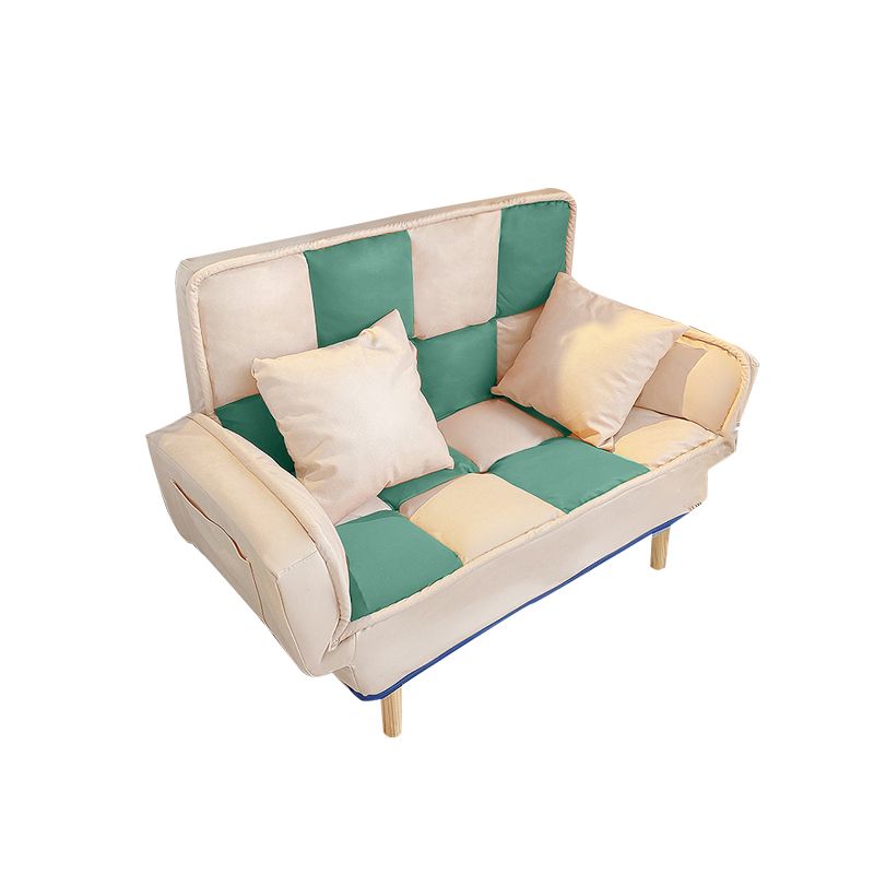 Leather Convertible Sofa Living Room Rolled Arm Loveseat with Pillows