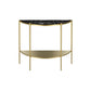 Table de sofá de consola de mármol Glamble Mesa de media luna con estantes para Hall